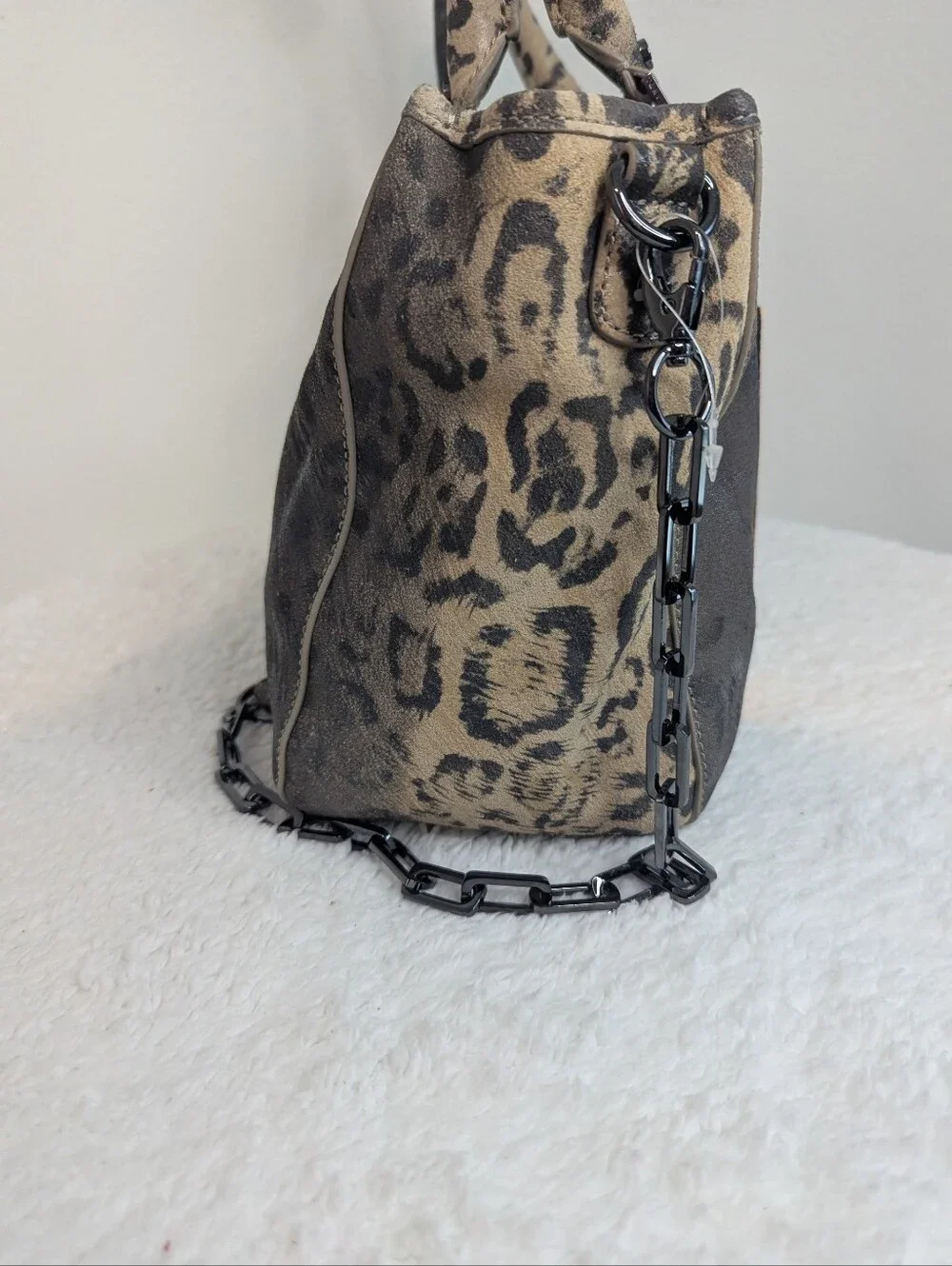 Tory Burch Amanda Leopard Print Satchel Chain Strap NWT Tag Coconut 11109017 - Picture 5 of 15